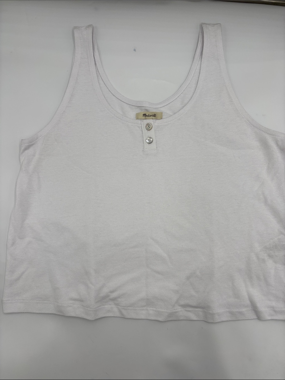 Madewell Pointelle Henley Tank Top in Eyelet White